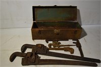 Vintage Pipe Wrenches & Tool Box