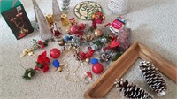 WOOD PICTURE FRAME + CHRISTMAS ITEMS