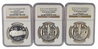 Trio of Certified Commemorative Silver Dollars