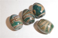 4 TIBETAN HEAVENLY WORDS DZI BEADS