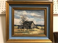UNSIGNED RURAL BARN PAINTING