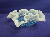 Turquoise Hobnail Opalescent Dish
