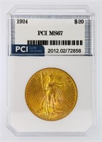 1924 Gold $20 MS67 LISTS $20000