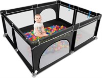 Flavery Playpen  70x59x27in  Anti-Slip  Black