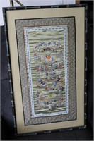 Antique Chinese Silk Hand Embroidered Art Framed
