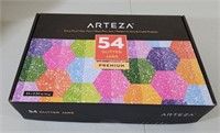 Arteza 54pk premium glitter jars. In opened box.