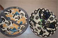 LARGE CERAMIC POTTERY BOWLS "DOT" SIGNED