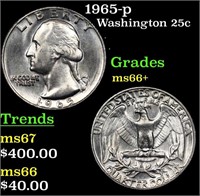 1965-p Washington Quarter 25c Grades GEM++ Unc