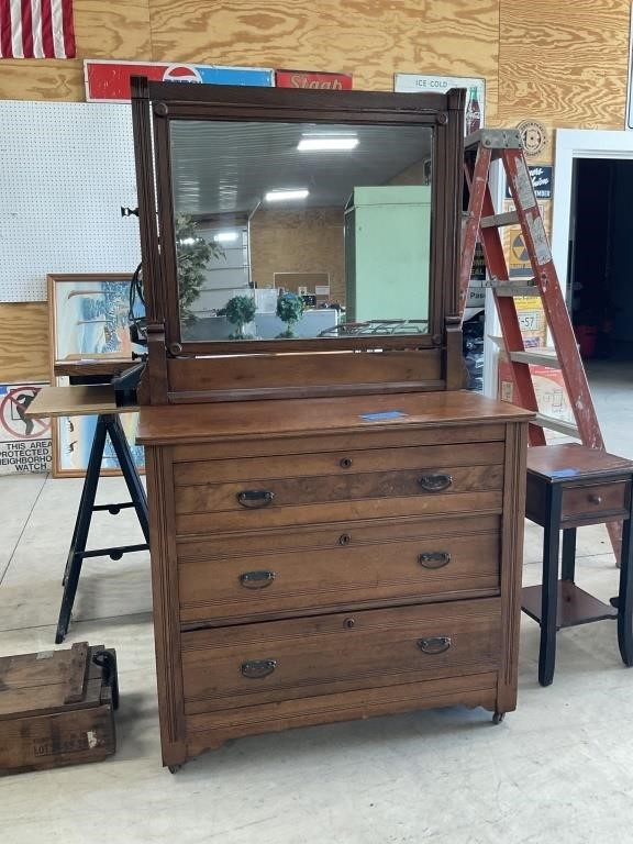 19x39x69 Antique Dresser w/ Mirror PU ONLY