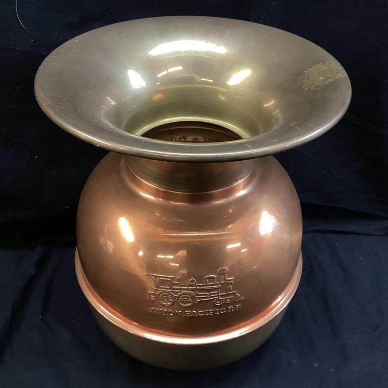 VTG. UNION PACIFIC BRASS SPITTOON