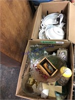 2 BOXES--STONEWARE, ASSORTED GLASSWARE