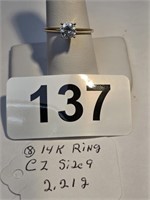 14K Gold CZ Ring sz. 9 - 2.21 grams