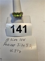 10k gold w / peridot ring sz. 8 3/4, 4.37 grams