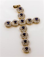 Jewelry Sterling Silver Sapphire Cross Pendant