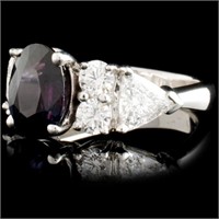 3.08ct Alexandrite & 2.16ctw Diam Ring in 18K Gold