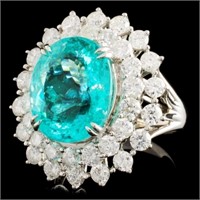 18K Gold Ring with 7.94ct Paraiba & 2.83ctw Diam