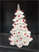 Vintage White Ceramic Christmas Tree w/red bulbs
