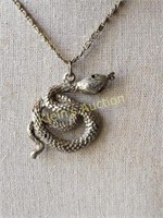 vtg snake necklace cobra, copperhead? & 22 " chain