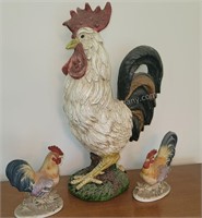 Trio of Decorative Roosters