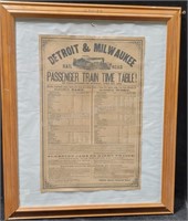 1868 Detroit & Milwaukee Railroad Broadside