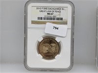 NGC 2010-P SMS MS67 Sacagawea $1