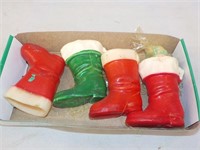 4 Vintage Santa boots candy containers All 4