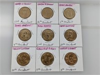 9-Presidential $1 Dollar Coins