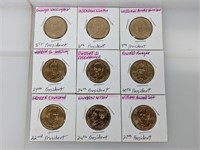 9-Presidential $1 Dollar Coins