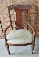 vintage chair with white cushion