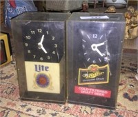 Miller Lite Clocks in Plastic Case Lot of 2