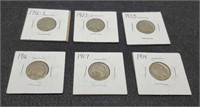 (6) Buffalo Nickels: 1914, 1916-P&S, 1917,