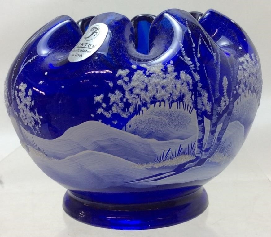 VINTAGE MARY GREGORY COBALT ROSE BOWL