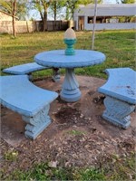 Blue Concrete Picnic Table & 3 Benches
