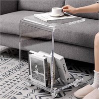 ONELUX Mobile C Shaped End Table,Acrylic Sofa