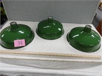 (3) Green Enamel Industrial Light Shades