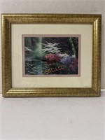 Vintage floral pond photo print framed & matted