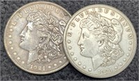 (2) 1921 Morgan Silver Dollar P&D