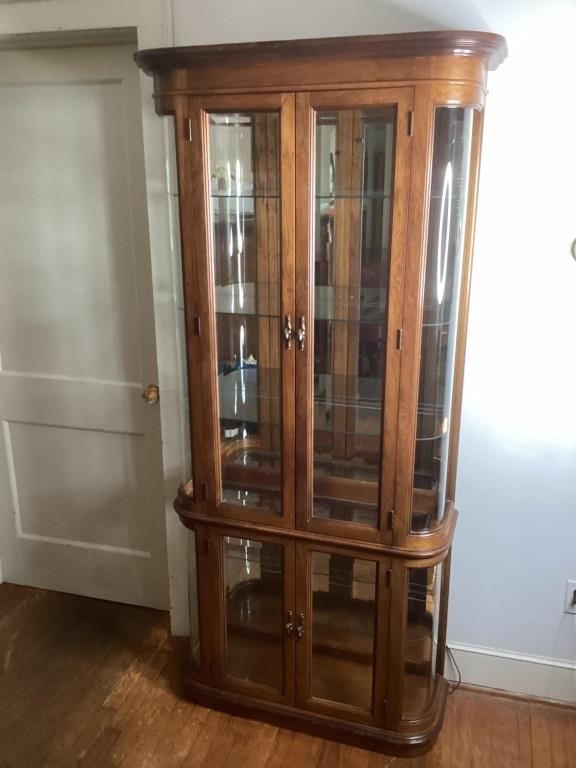 Curio Cabinet with Curved Glass Sides