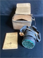 World War II Gas Mask with Box & Book