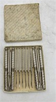 12pc vintage metal nut cracker & pick set in box