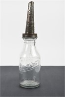 EN-AR-CO EMBOSSED IMPERIAL QUART OIL BOTTLE /SPOUT