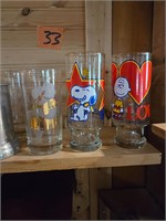 Miscellaneous glasses, peanuts,  Playboy steins