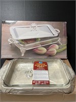 Silver plated 2 qt server, glass liner, oven proof