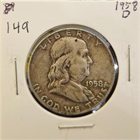 1858 D Franklin Half Dollar