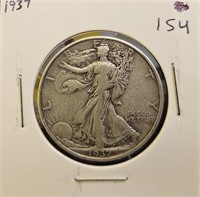 1937 90% Silver Walking Liberty Half Dollar