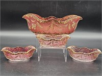 (4) Antique Delaware Ruby Flash Gold by US Glass