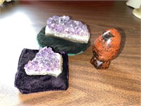 Pair of Amethysts & Mahogany Obsidian Egg