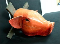 Wood wall mount pig head