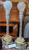 2 MATCHING GLASS BASE TABLE LAMPS