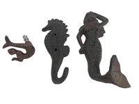 Metal Wall Mount Hooks & Cabinet Pull Seahorse /